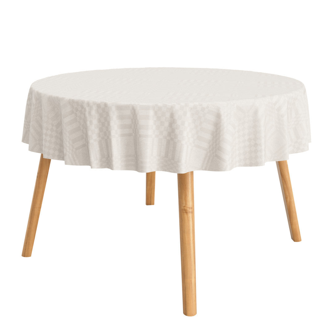 Estratela Offwhite Ruter – Rund akrylduk med antiskli