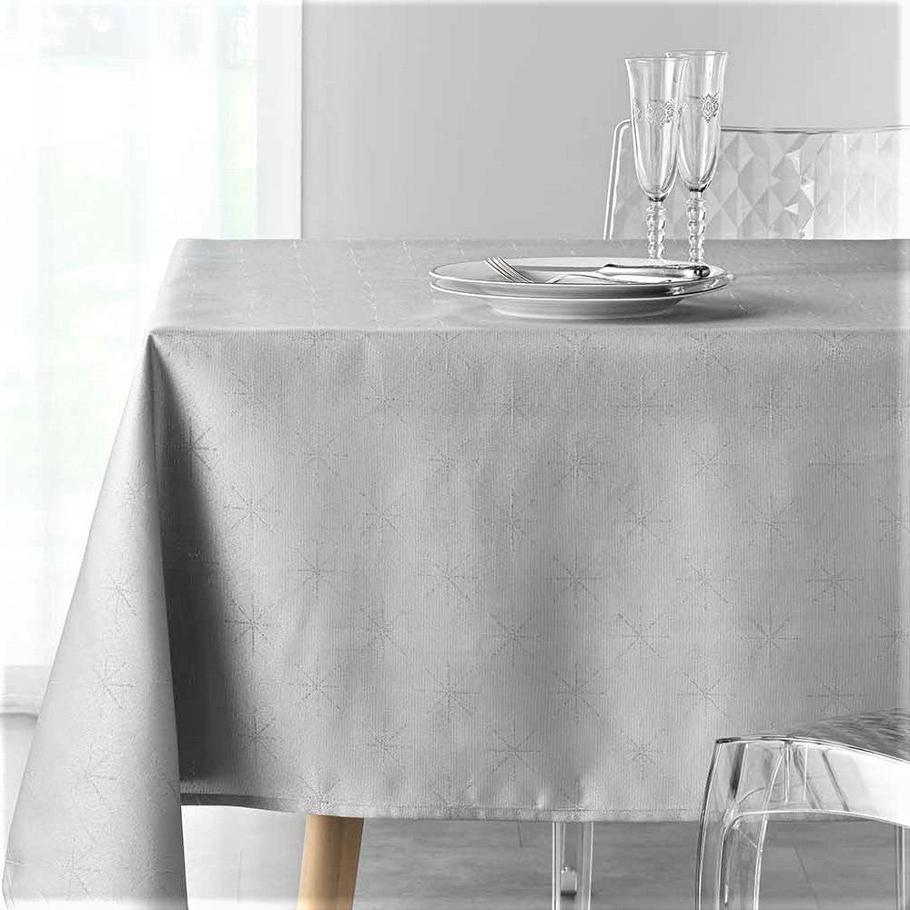 Etoiles Grey/Silver – jacquardvevd damaskduk med flekkavvisende behandling – 140 x 300 cm