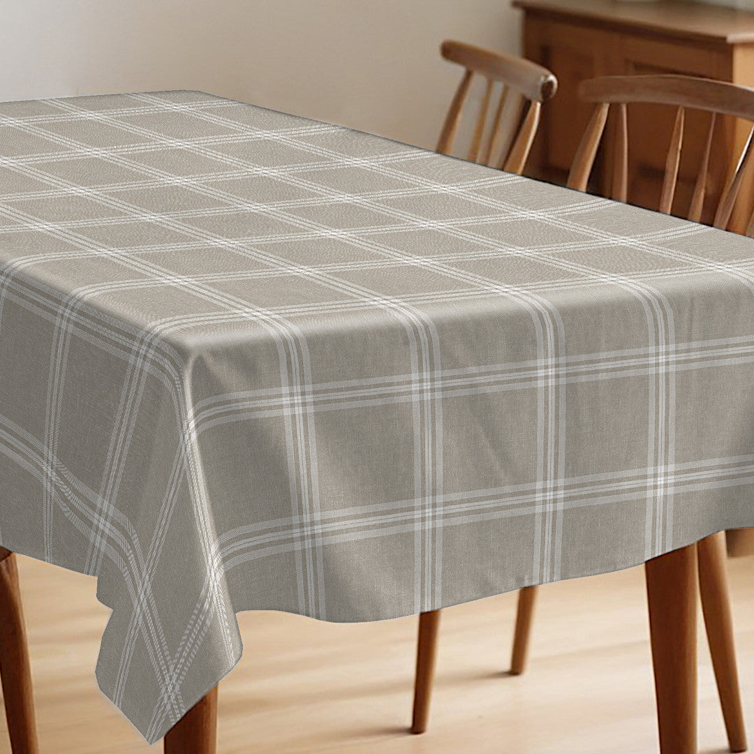 Fade Taupe - Voksduk med ruter i elegant hørlook, miljø