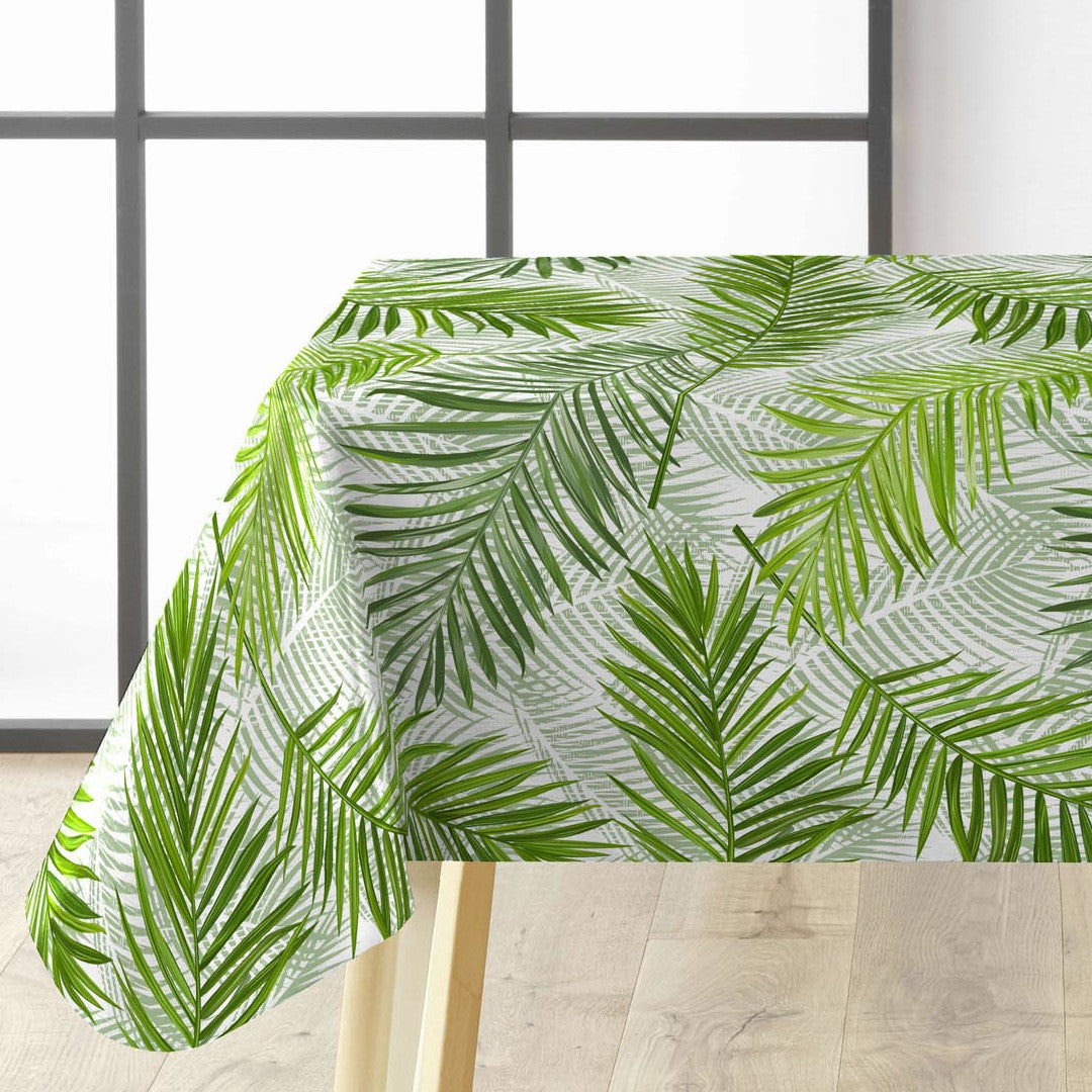 Feuilles Green – Voksduk med vakre grønne palmeblader, hjørnebilde