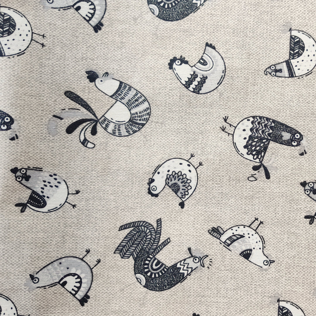 Fillol - Akrylduk med linlook og grå høner