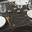 Firmament Metallic Print Svart/gull – Svart nyttårs-/juleduk med gulltrykk 140 x 240 cm, nærbilde