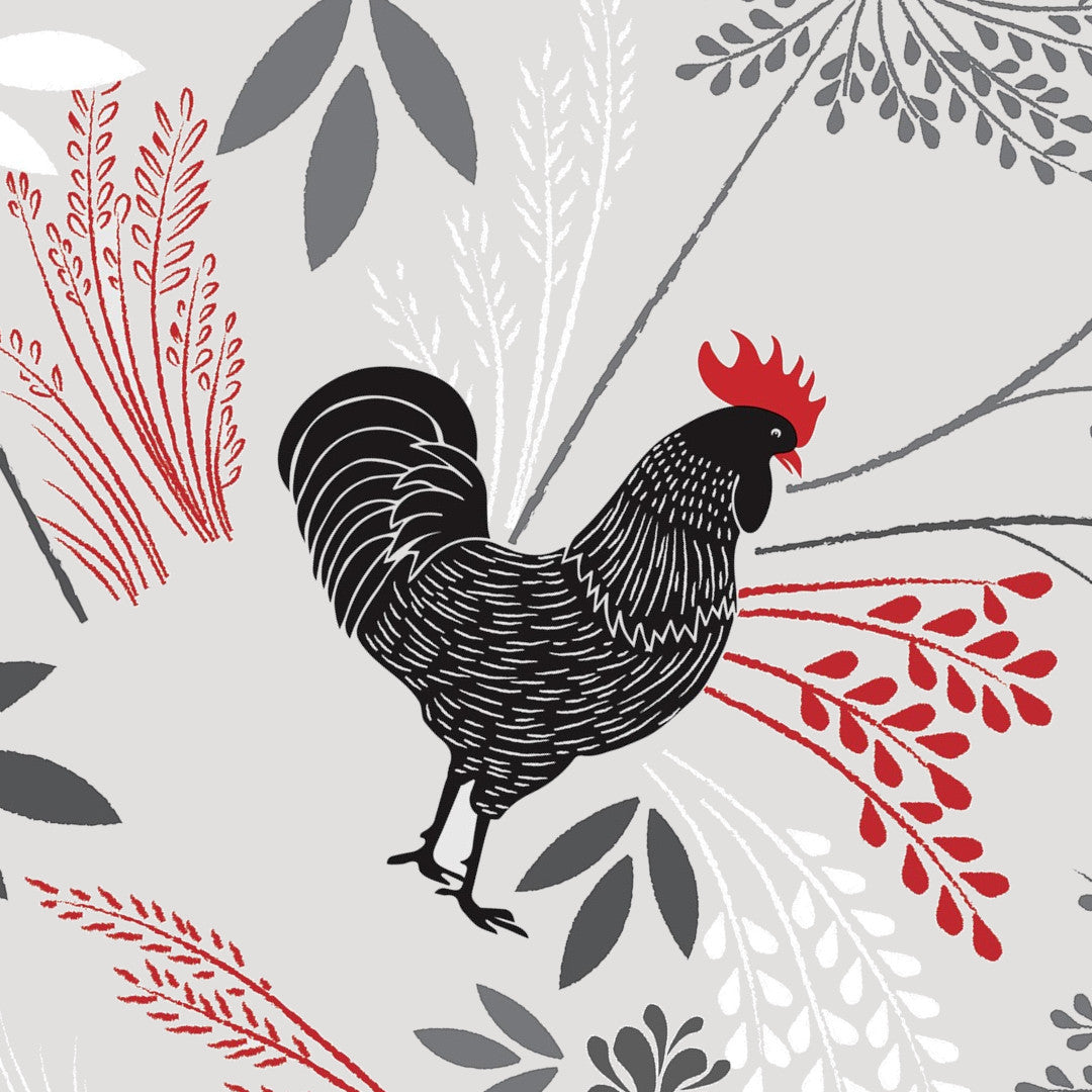 Fjærkre Flora – voksduk med haner og høner