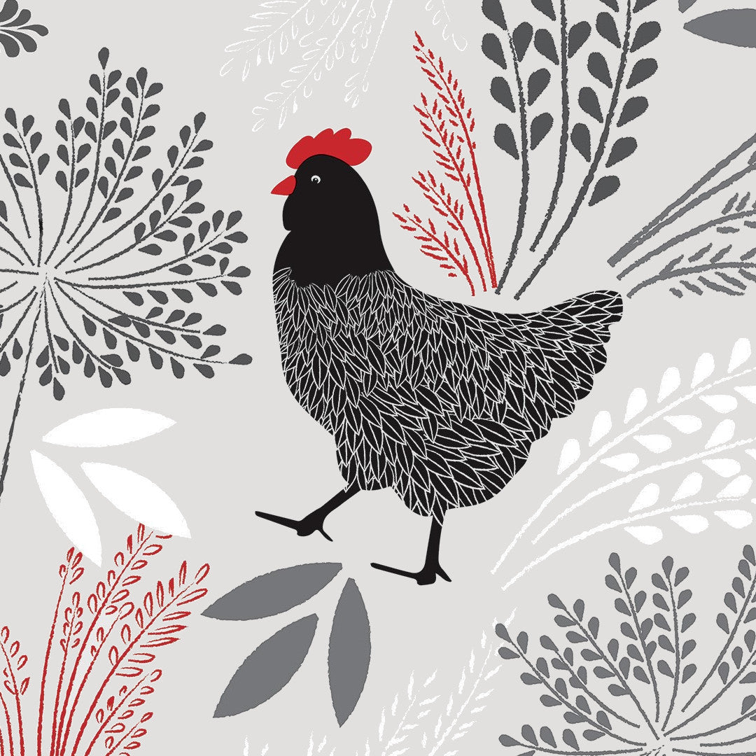 Fjærkre Flora – voksduk med haner og høner