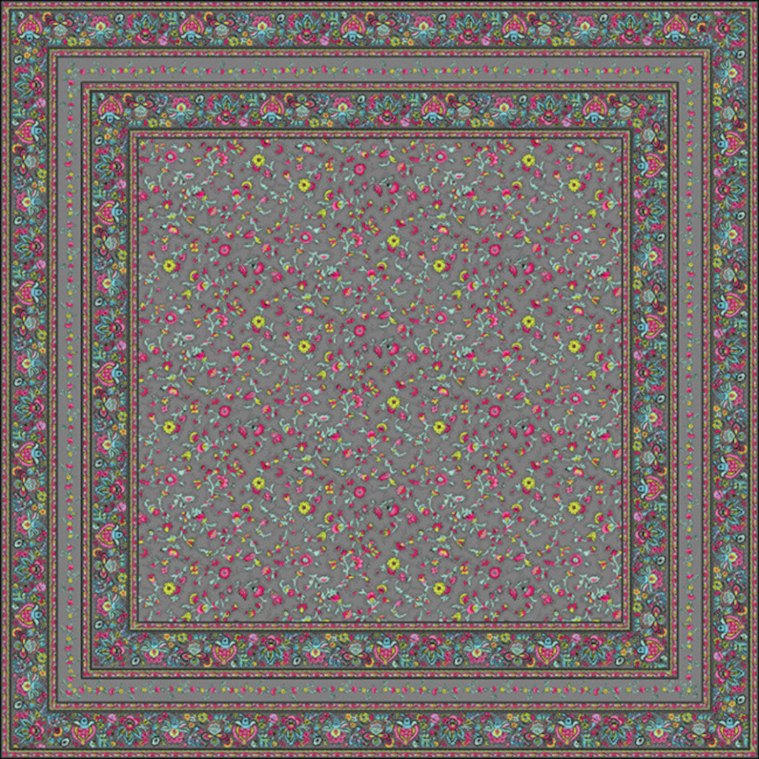 Fleurs Des Champs Antrasitt – Rektangulær provenceduk 160 x 250 cm, motiv