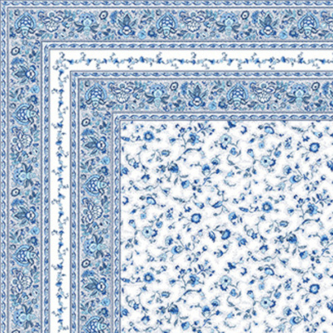 Fleurs Des Champs Blå/hvit – Rektangulær provenceduk 160 x 160 cm, hjørne