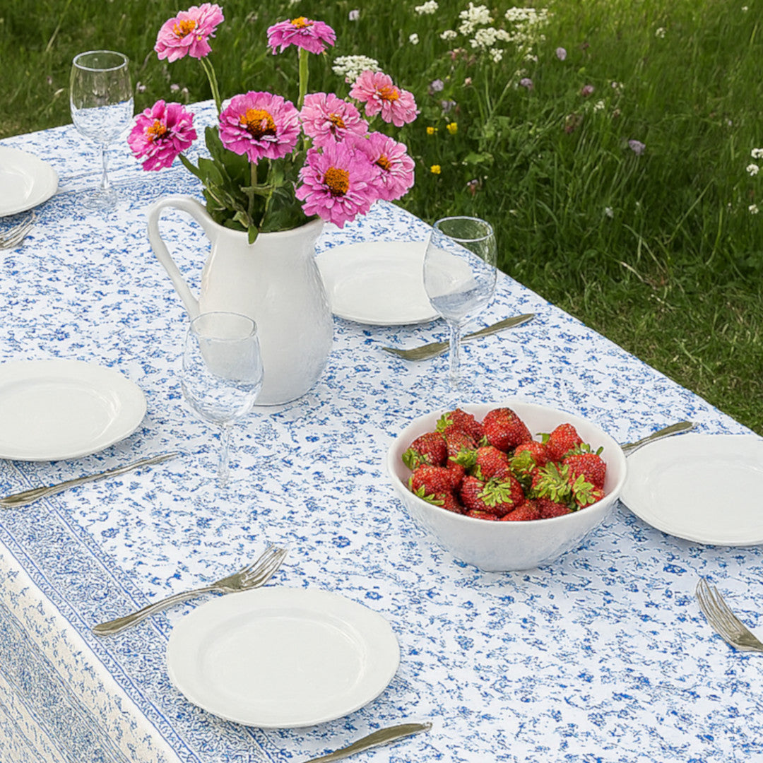 Fleurs Des Champs Blå/hvit – Rektangulær provenceduk 160 x 160 cm