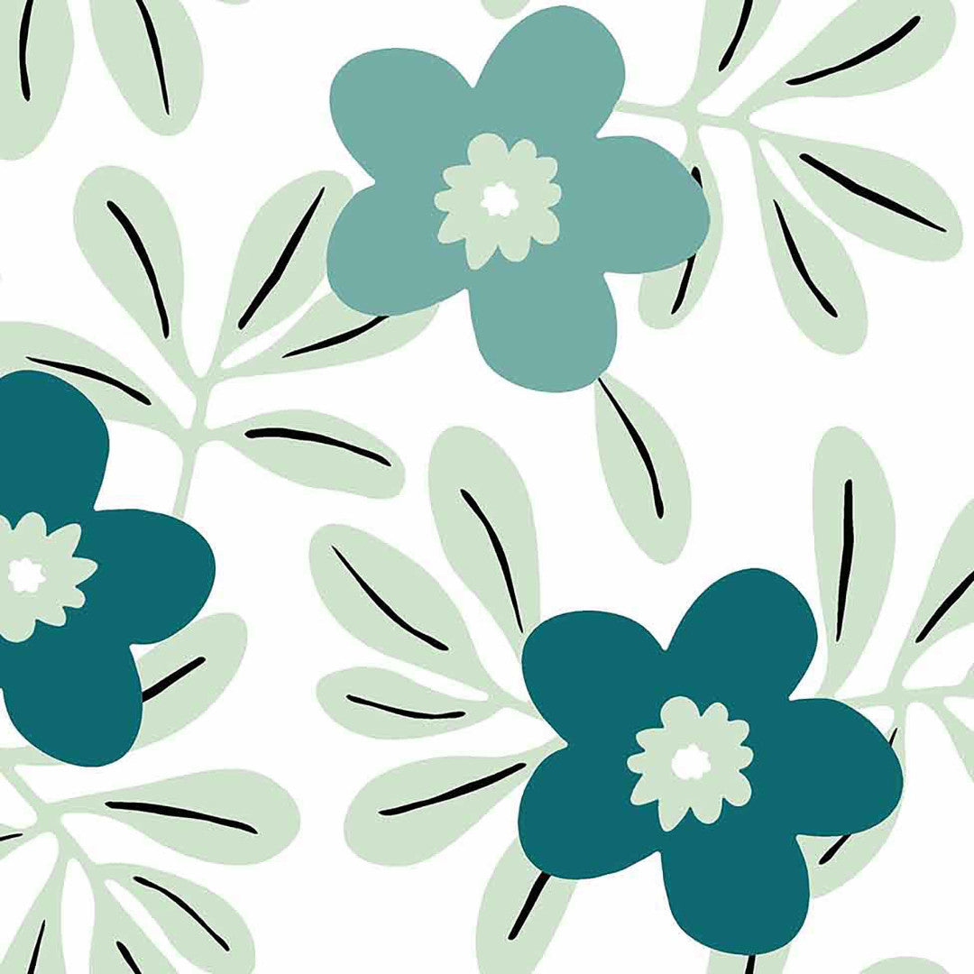 Flory Blue – Elegant voksduk med friske blå blomster, mønster