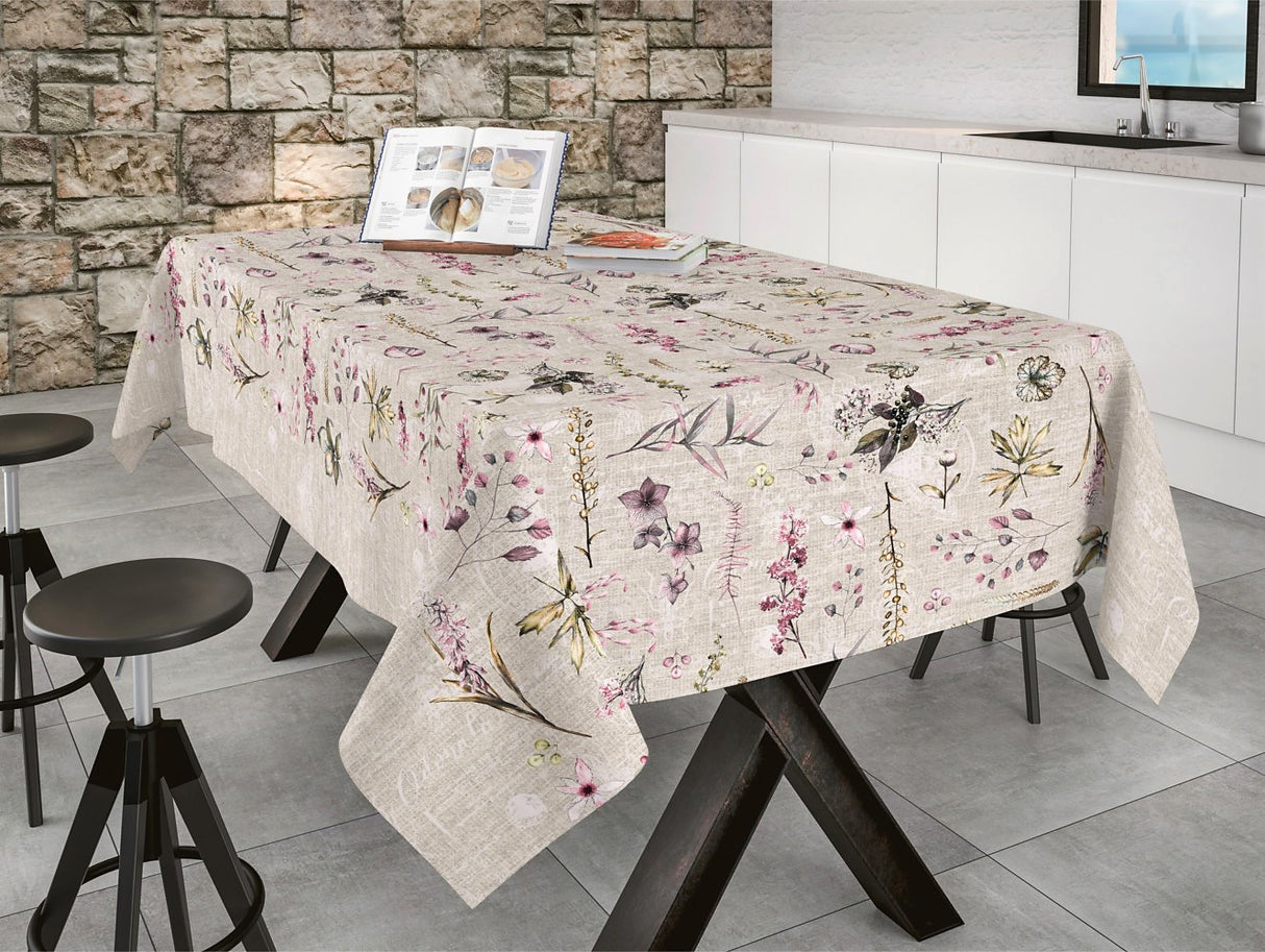 Vår-akrylduken - Akrylduk med røde blomster, 160 cm bred