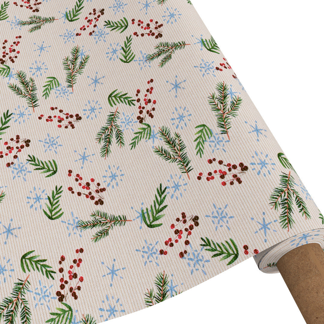 Frost og Evergreens – Akrylduk med vintermotiv, rullet på rør