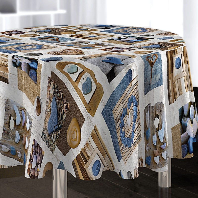 Garlet, rund duk Ø 180 med steinmotiv