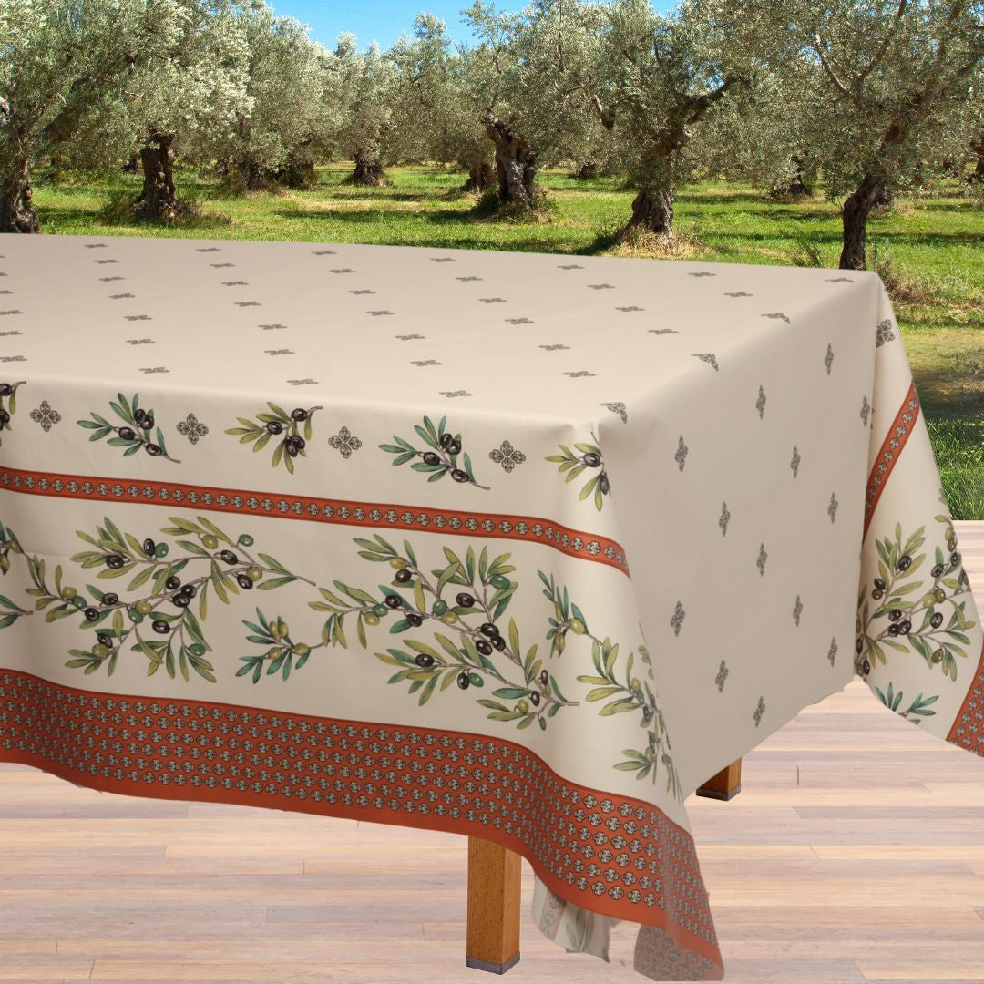 Garance Argile - Provence akrylduk med oliven - 155 cm bred