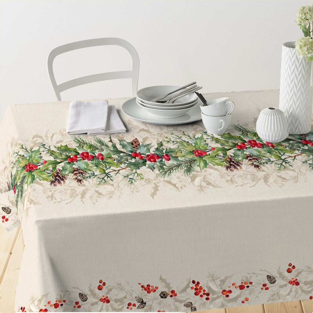 Gloria – Juleakrylduk med vakre kongler, bær, grankvister og kristtorn