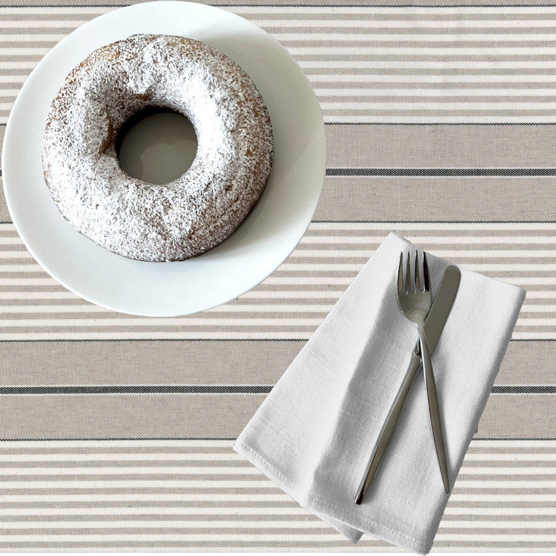 Grå Nordisk Olmer Strib – Akrylduk i rustikt linlook