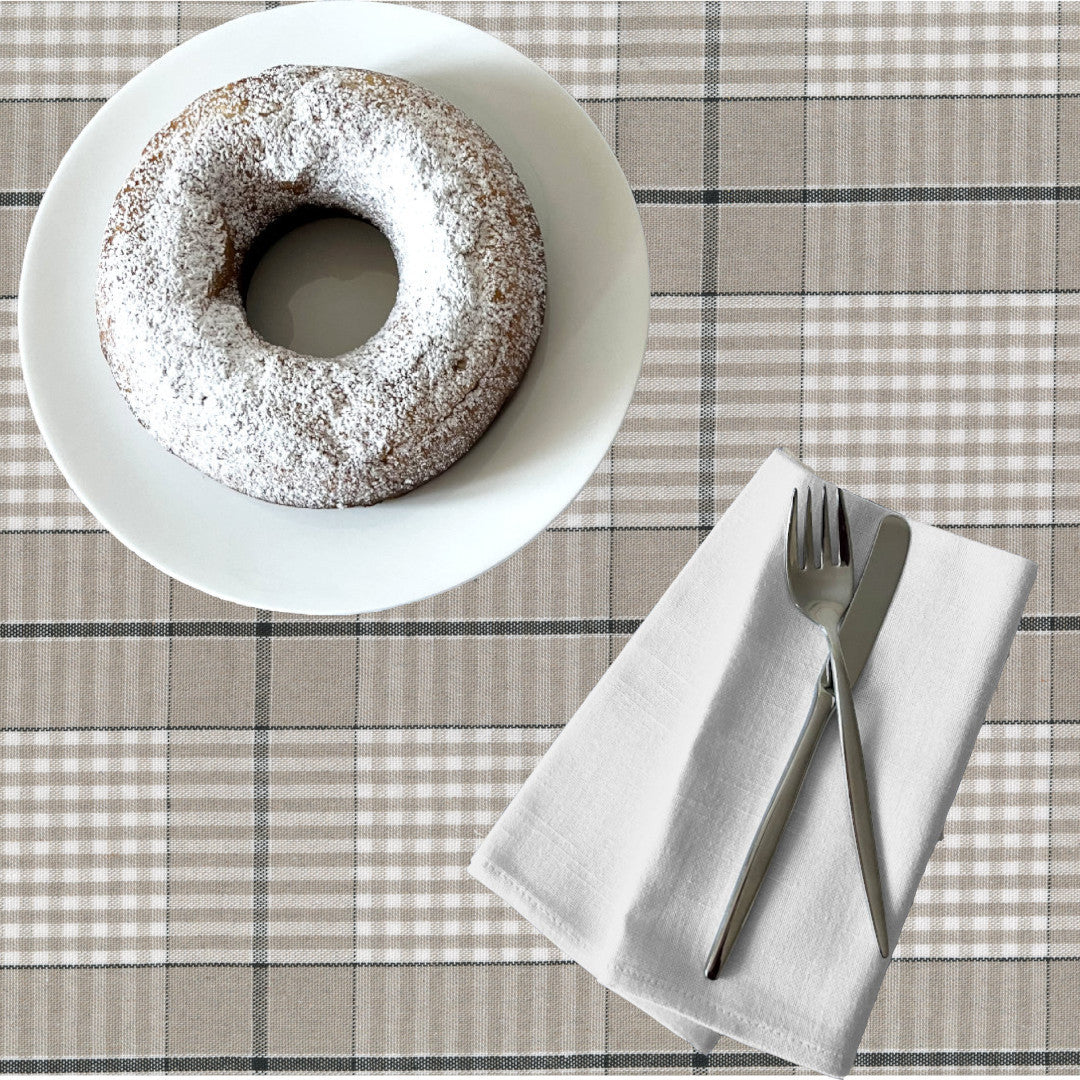 Grå Nordisk Olmer Rute – Akrylduk i rustikk hørlook