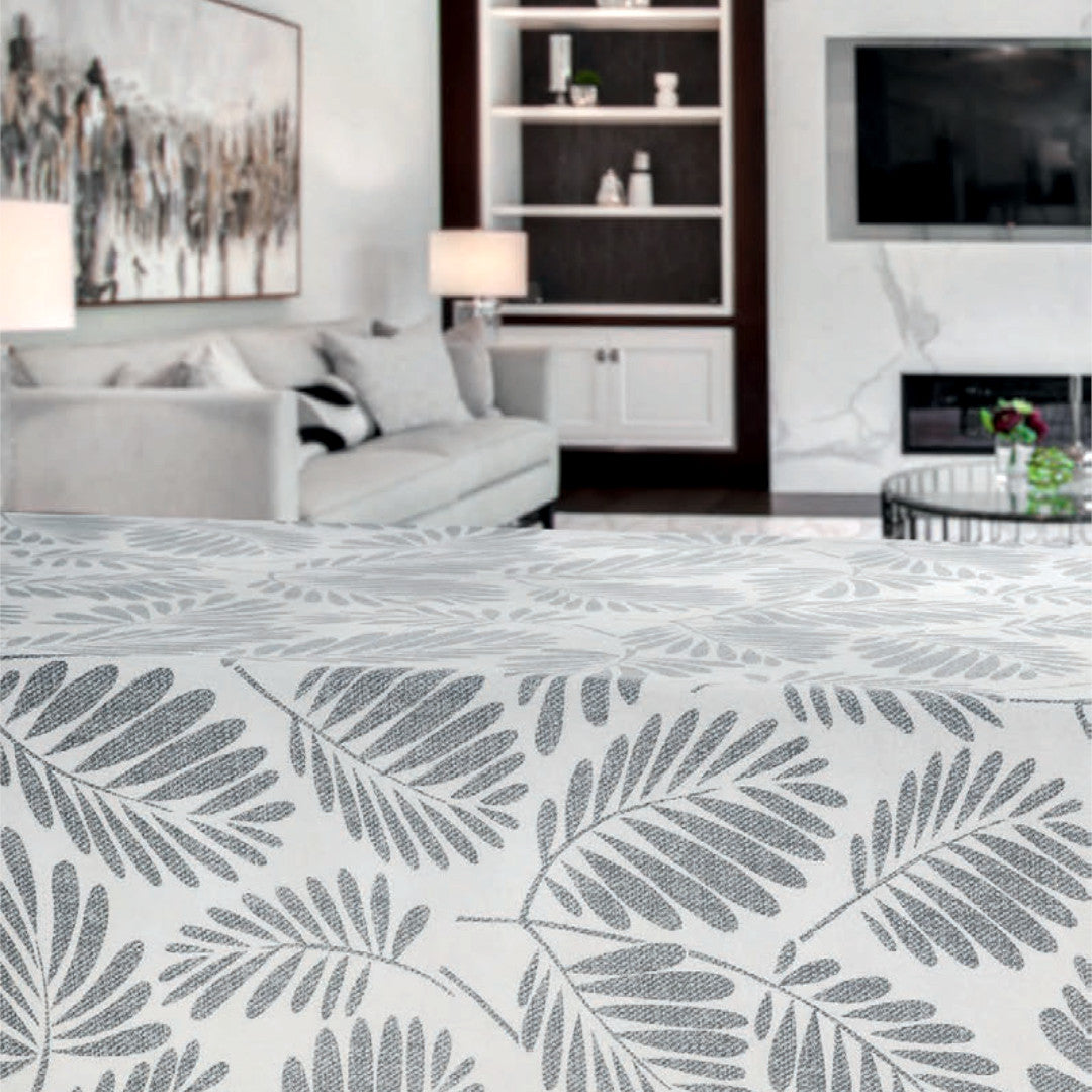 Grå Palmer – Voksduk med palmeblader på sandfarget bunn