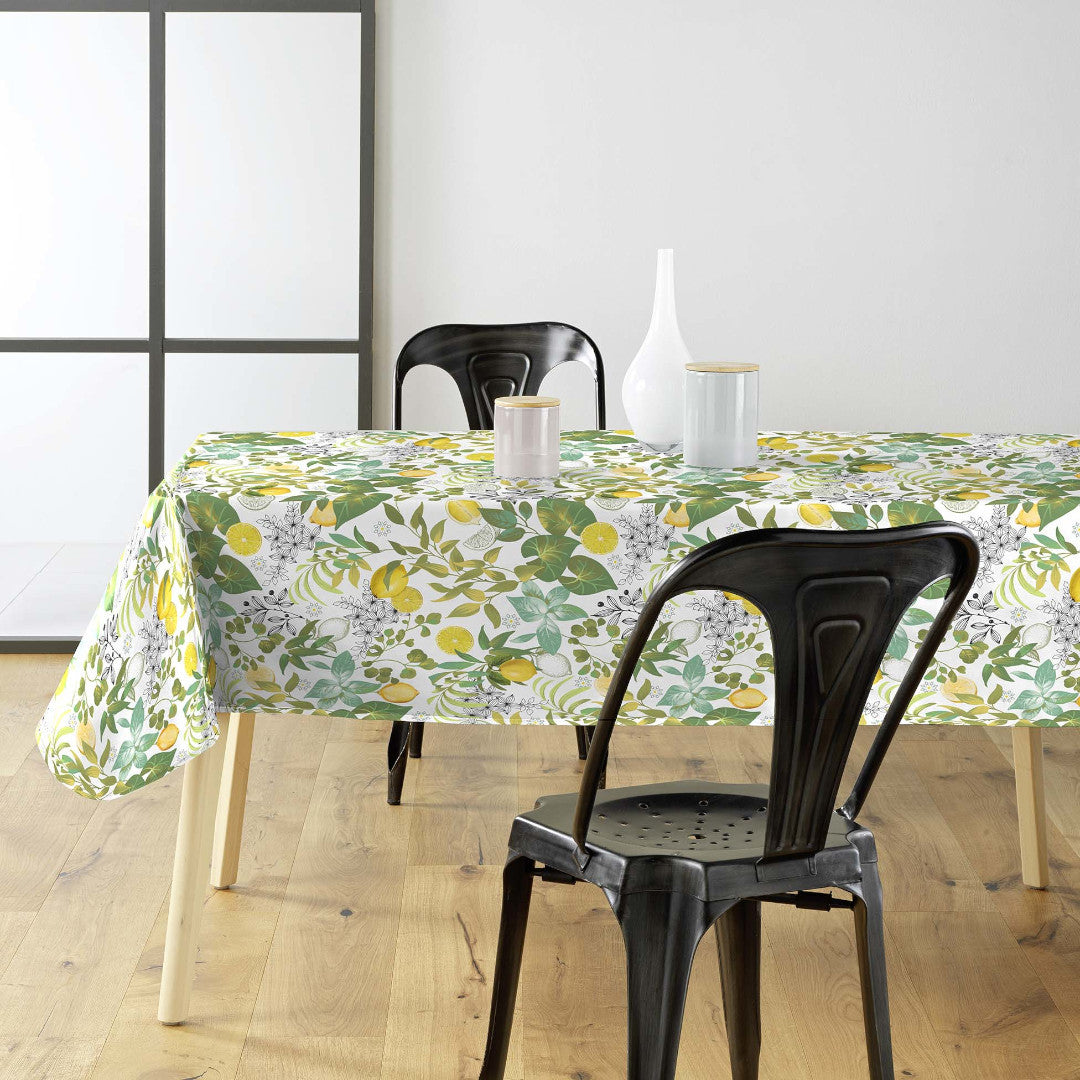 Grace Citrus Garden – Voksduk med sitroner og grønne blader, miljø