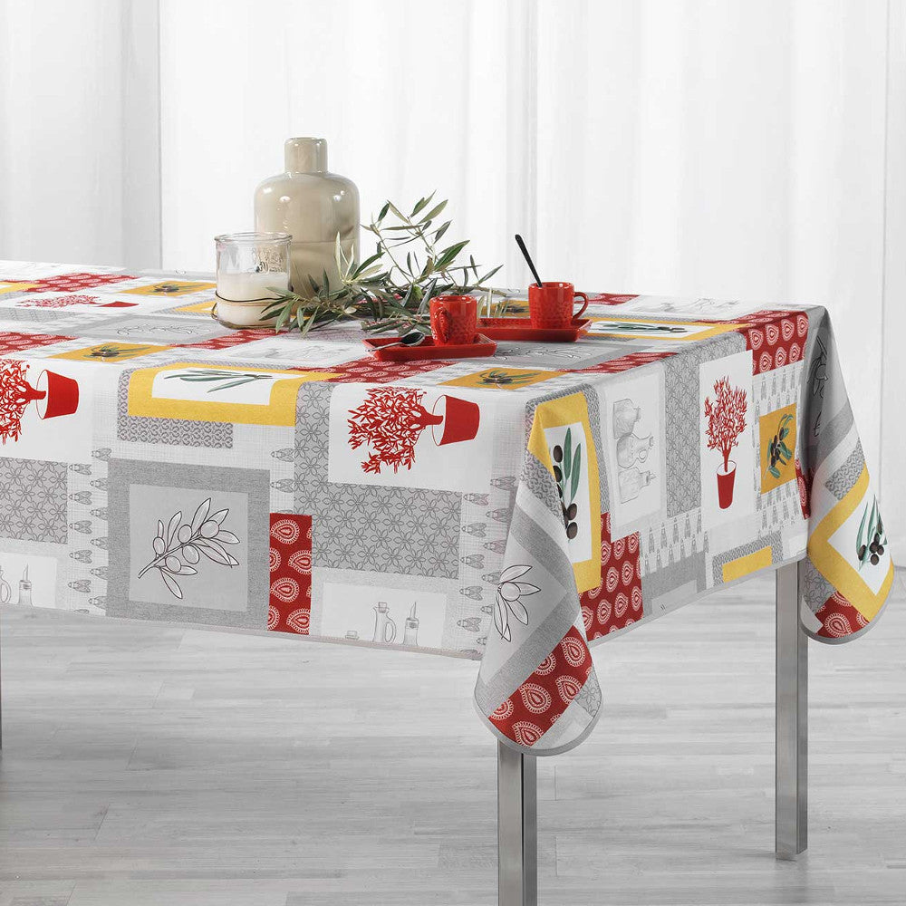 Graziella Yellow/Brick Red – Bordduk med flekkavvisende behandling, 150 x 240 cm