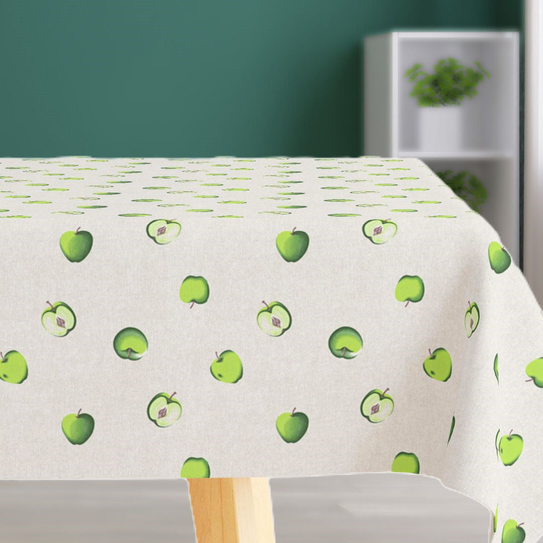 Green Apple – Lys melert akrylduk med grønne epler