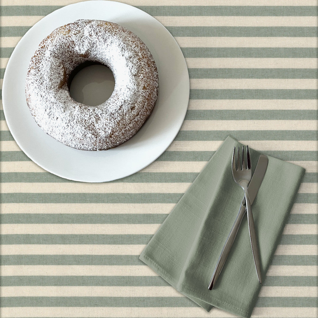 Grønn Nordisk Stripe – Akrylduk i rustikk hørlook