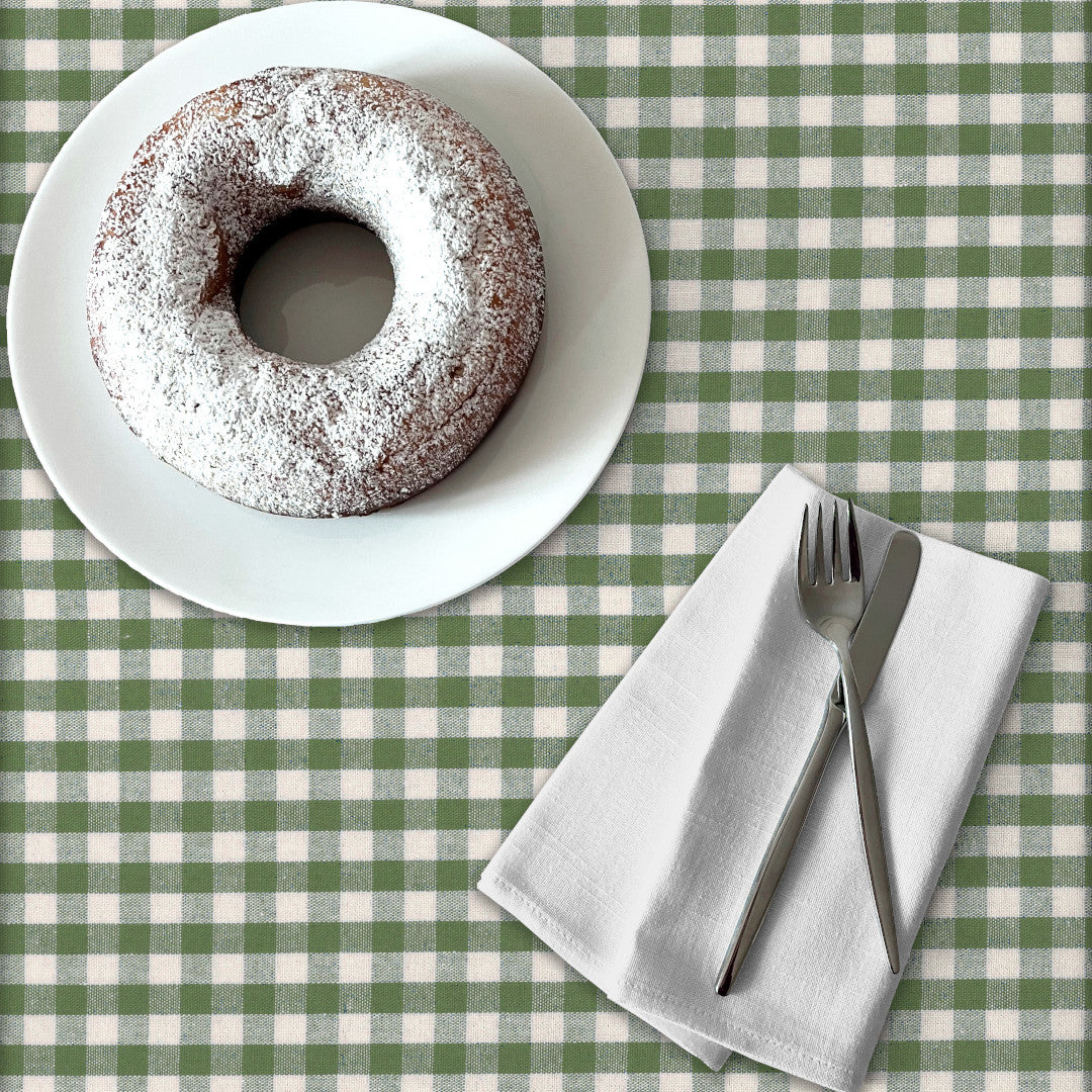 Grønn Nordisk Rute – Akrylduk i rustikk hørlook