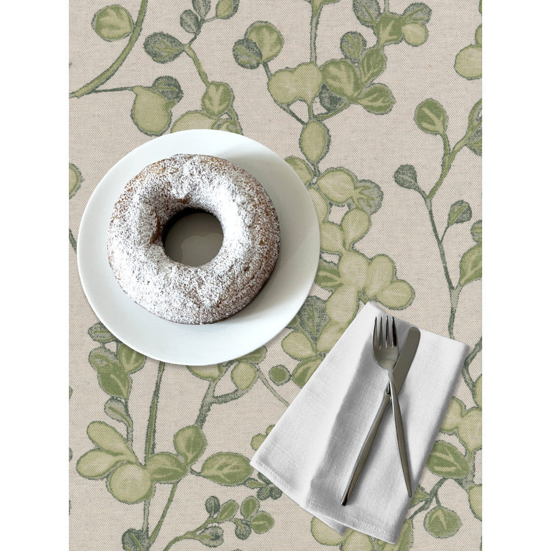 Grønn Villvin – Akrylduk i hørlook, detaljer