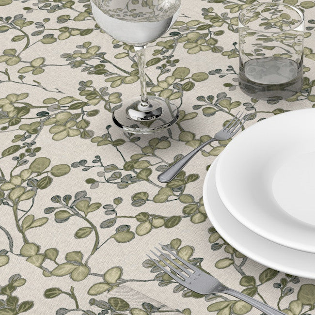 Grønn Villvin – Akrylduk i hørlook, borddekking