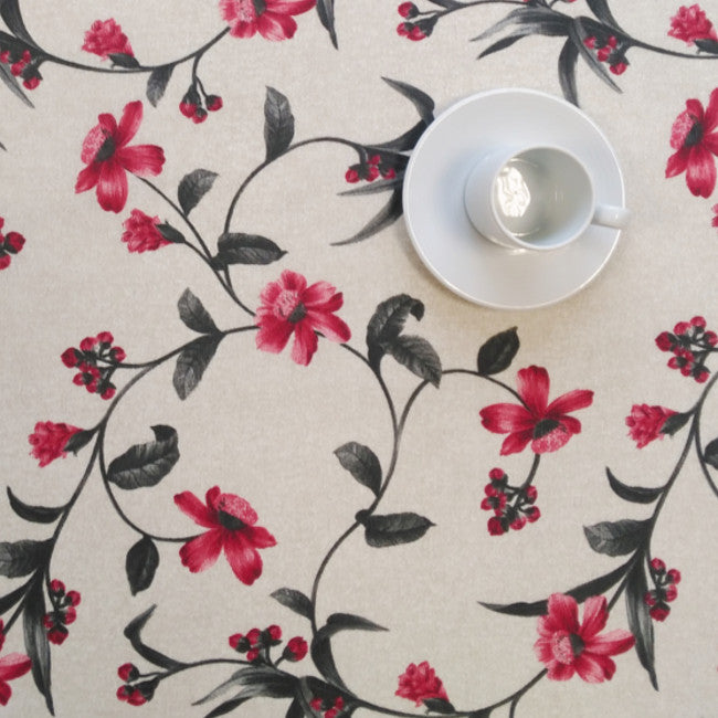 Hals natur, akrylduk med flotte blomsterranker