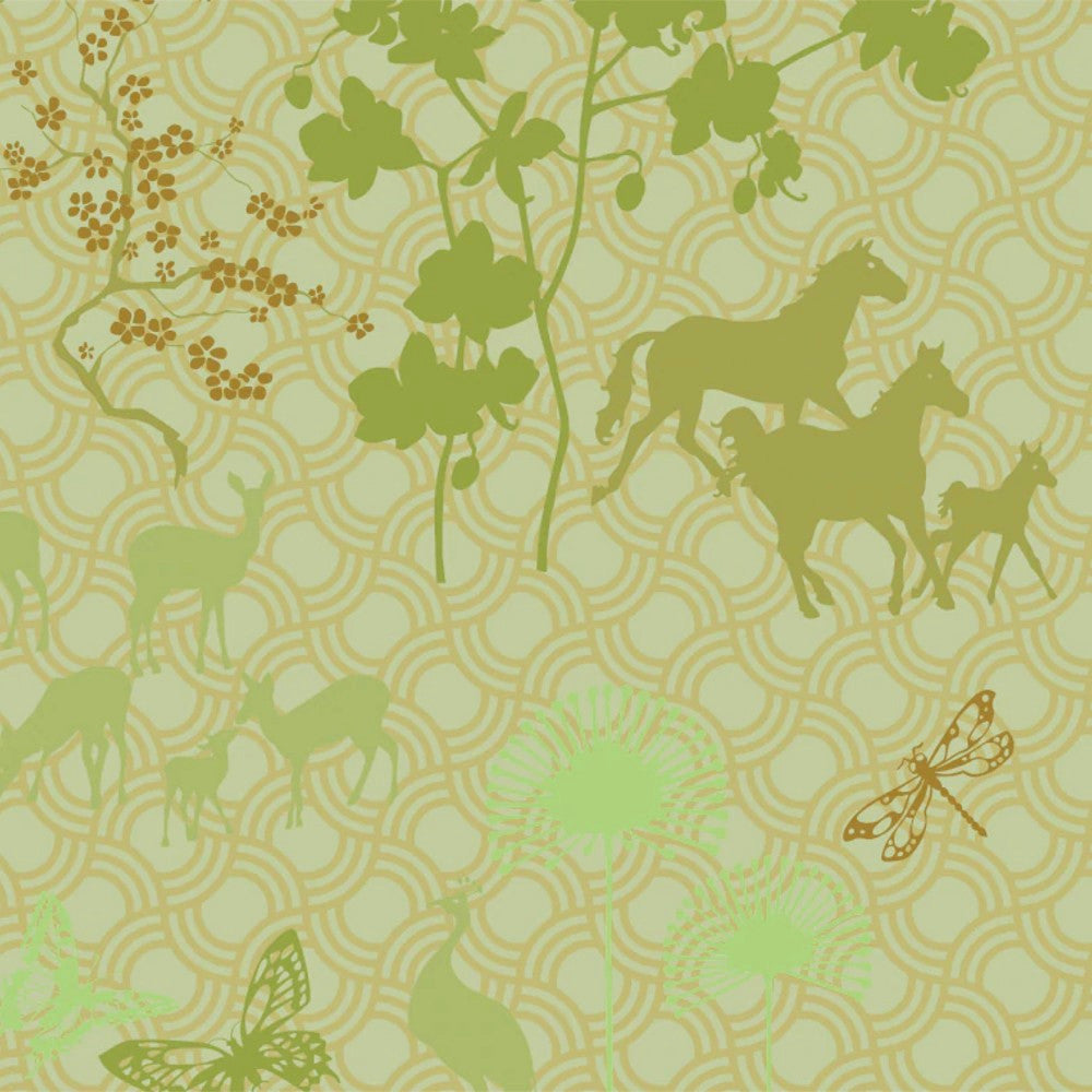 Happy Horses grønn – Notes by Susanne Schjerning – akrylduk med antiskli