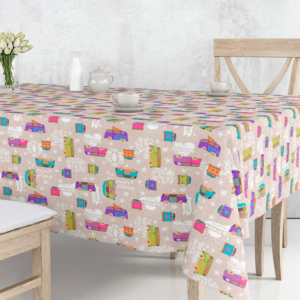 Hippie – Akrylduk med fargerike minibusser