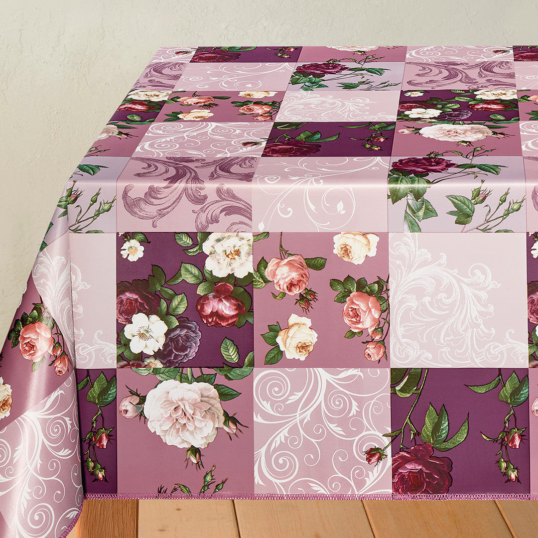 Historiske roser lilla – voksduk med vakre roser