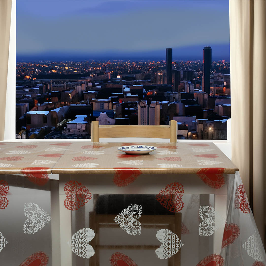 Hjerternes Glæde – Gjennomsiktig voksduk med trykk