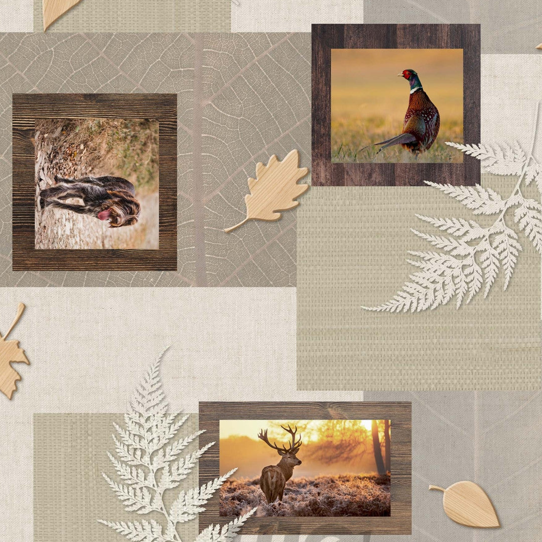 Hunting Mind Naturel – Voksduk med kronvilt og jaktmotiver