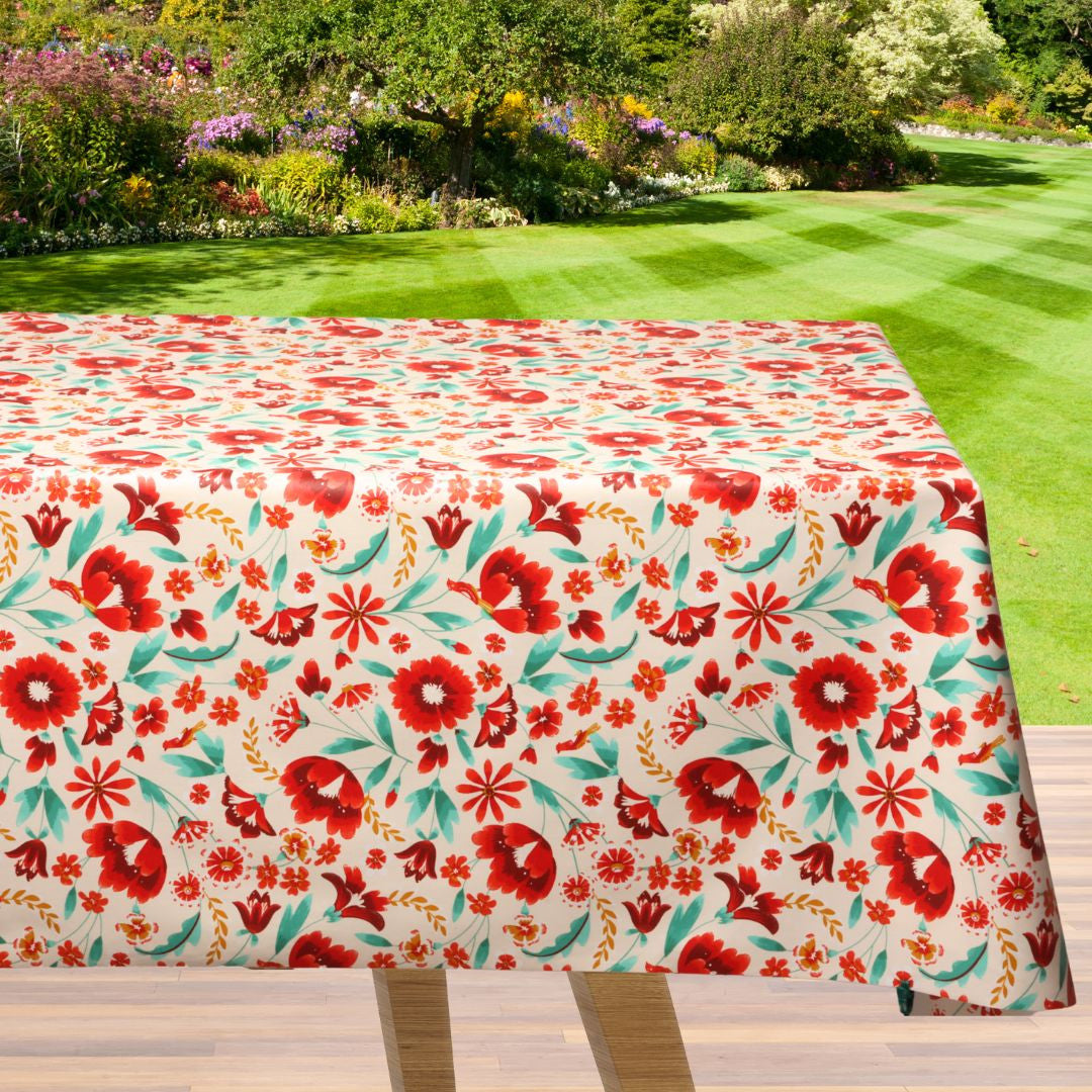 Judy Red – Akrylduk med sommerens røde blomster