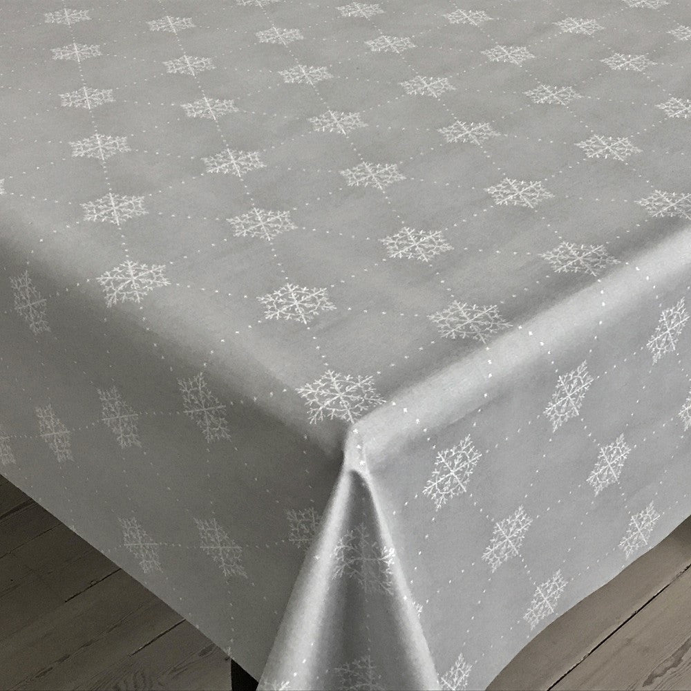 Juleduk Simone grå/hvit, flott akrylduk til jul, nyttår og vinter generelt