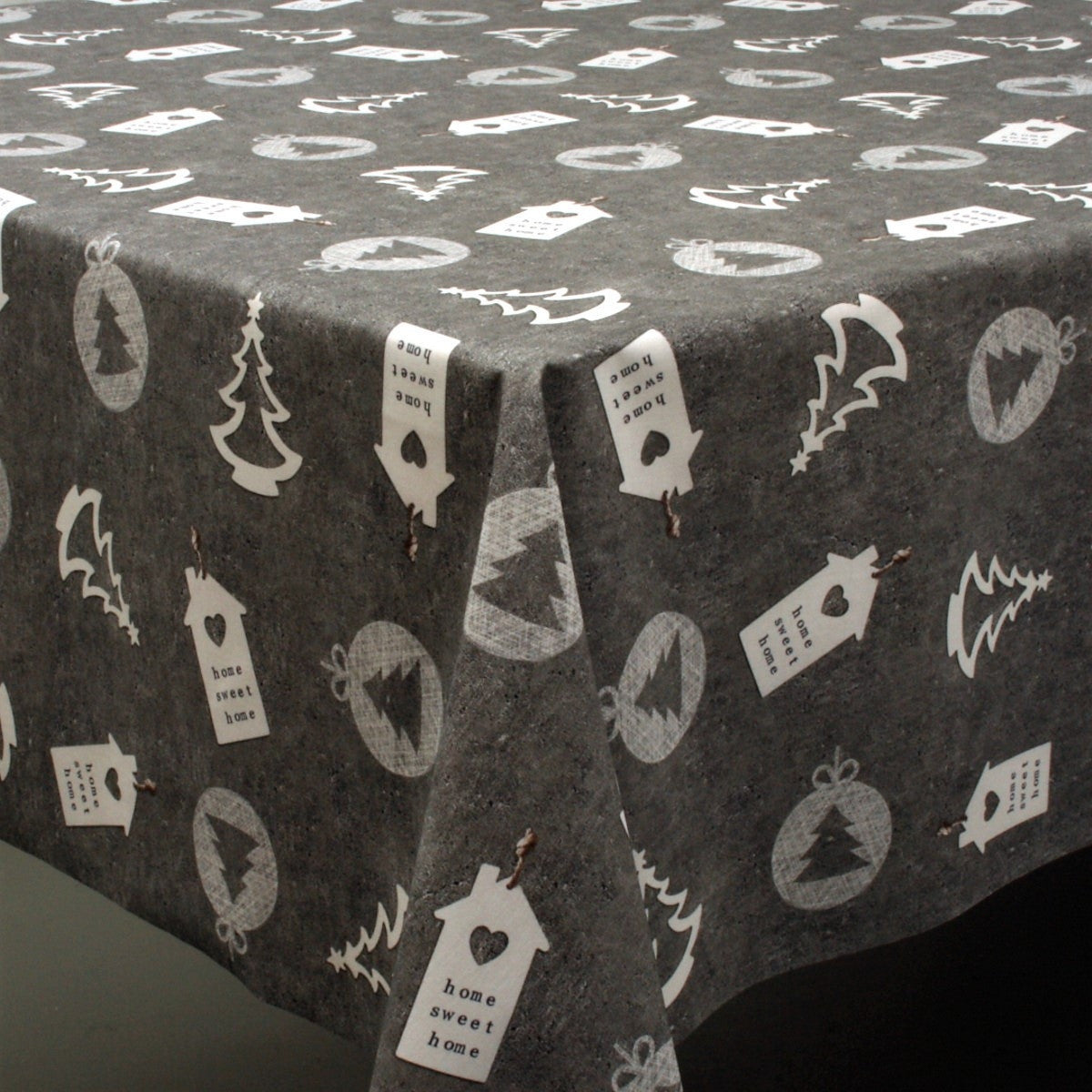 Juleduk, Home Sweet Home, grå - Akrylduk med julemotiver
