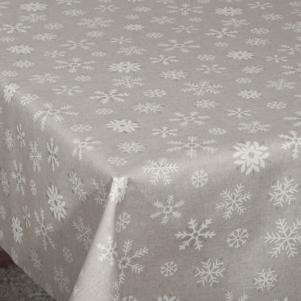 Iskrystall Lys Grå – Juleakrylduk med vakre iskrystaller