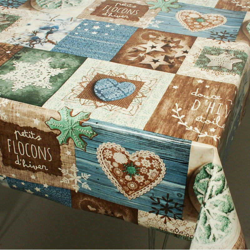 Julevoksduk Flocons – små snøfnugg – blå