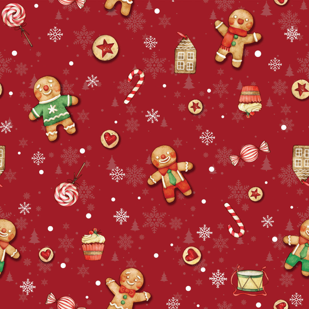 Julevoksduk – Julegodt, julekakemenn og -koner – Rød