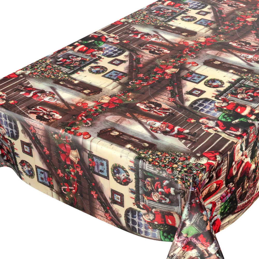 Rund julevoksduk – Julenissens juleeventyr