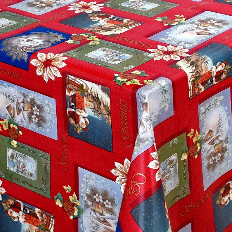 Julevoksduk - Postkort fra Julenissen, 140 cm