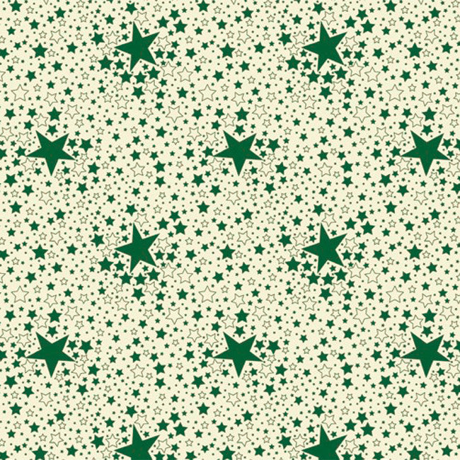 Stjernehimmel Grønn – julevoksduk med grønne stjerner på hvit bunn