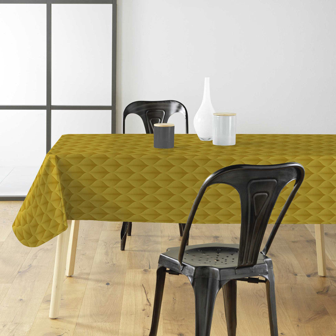 Kalini Luxury Yellow – Voksduk med grafisk mønster i flott 3D-effekt, miljø