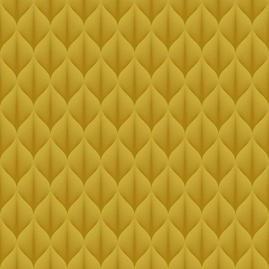 Kalini Luxury Yellow – Voksduk med grafisk mønster i flott 3D-effekt