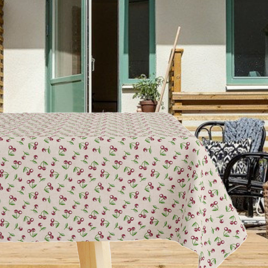 Kirsebærinnhøsting - Strålende akrylduk med kirsebær på en lin-utseende bakgrunn