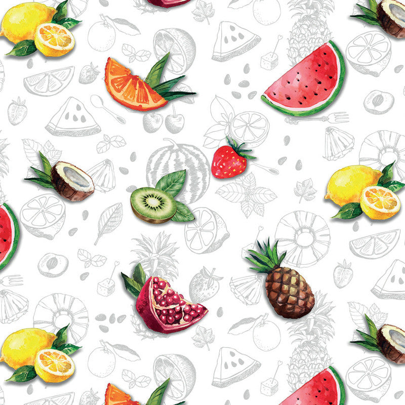 Frisk Frukt, klar plastduk – Gjennomsiktig voksduk med trykk