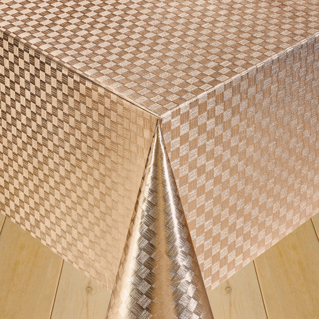 Klassisk damask ruter kobber – voksduk med kobberfargede ruter