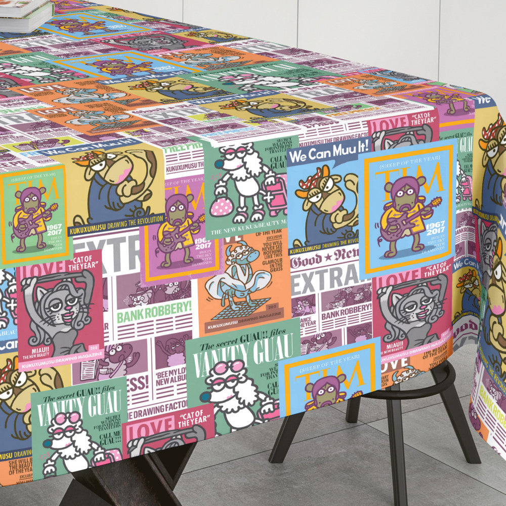 KUKUXUMUSU Avis - Herlig akrylduk med flotte tegninger