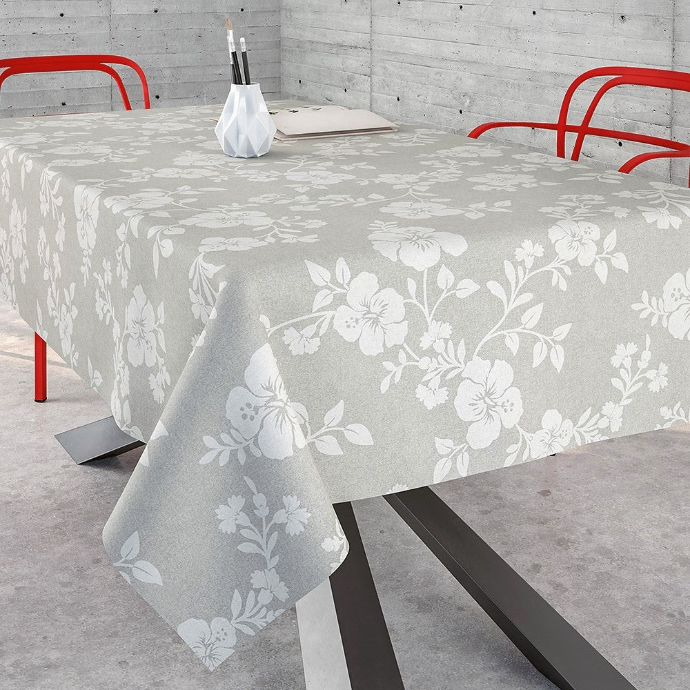 Lempicka, akrylduk med hvite krøller, 160 cm bred