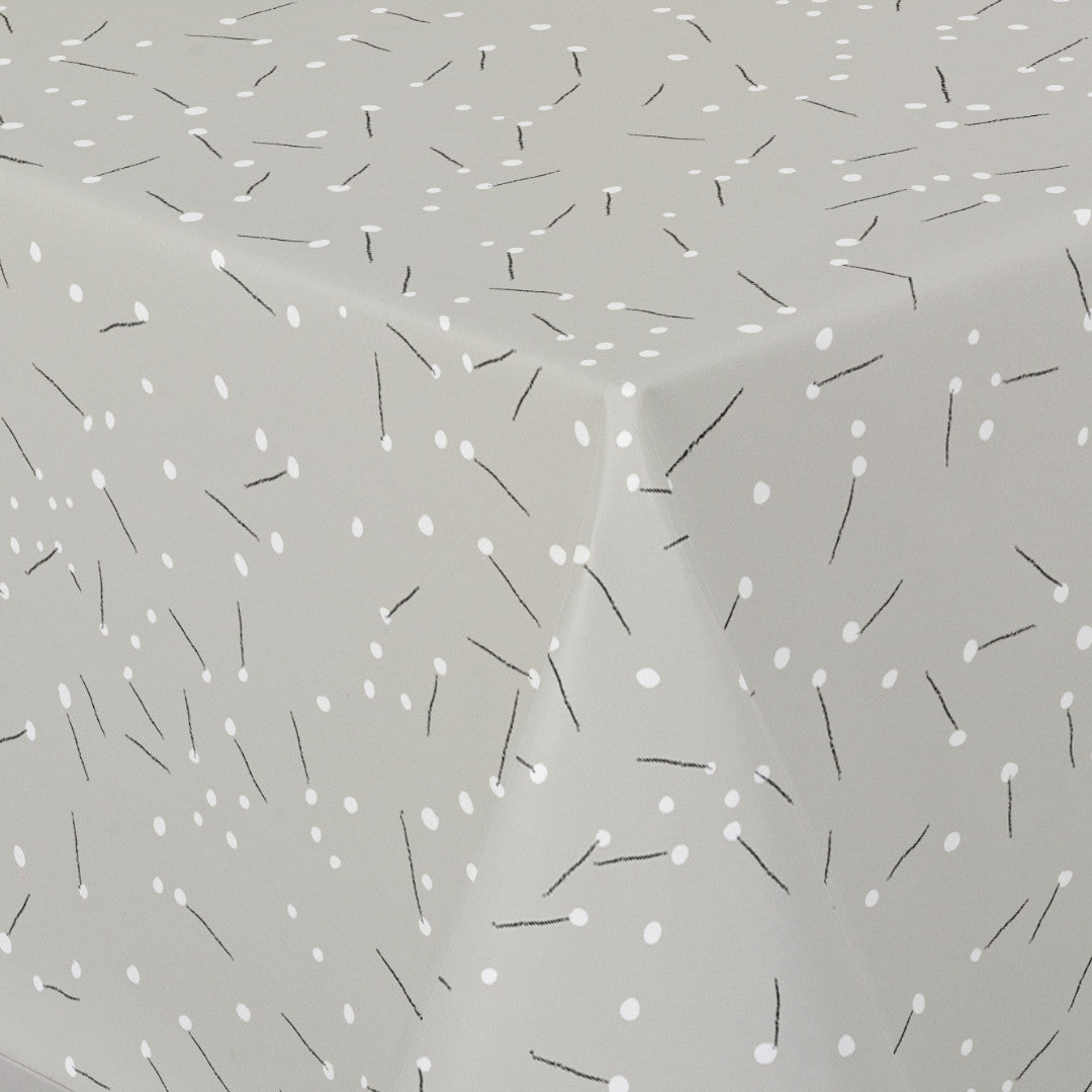 Light Me Up - 160 cm bred grå voksduk med strek og prikk